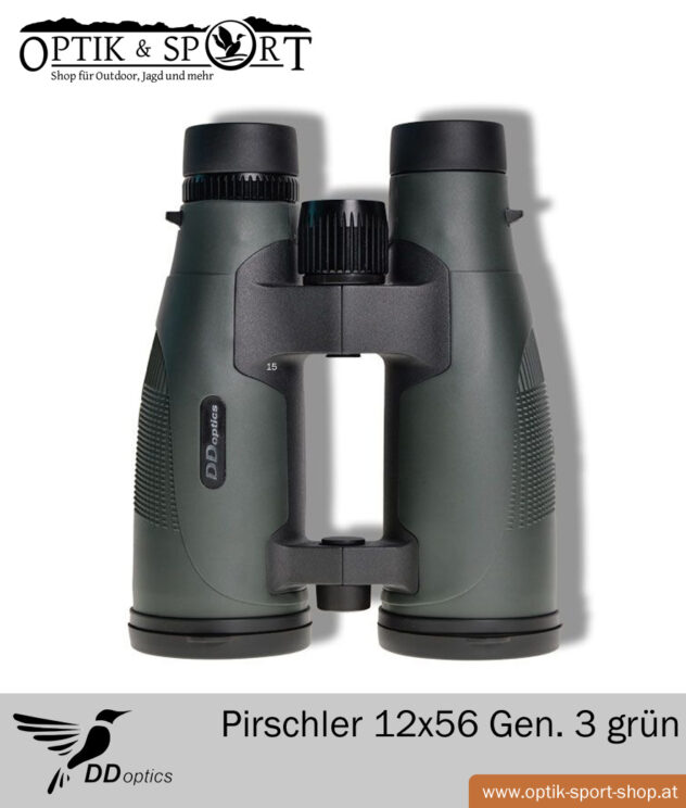 Fernglas DDoptics Pirschler 12x56 grün Gen 3 Detail stehend