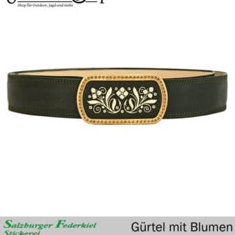 Leather belt with quill embroidery floral motif