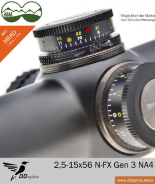 Zielfernrohr 2,5-15x56 NFX von DDoptics | V6 | A4N | MRAD Verstellung - Gen 3 10 DDoptics ZF 2,5-15x56-N-FX 1 cm Klickverstellung