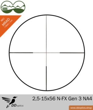 Zielfernrohr 2,5-15x56 NFX von DDoptics | V6 | A4N | MRAD Verstellung - Gen 3 8 DDoptics ZF 2,5-15x56-N-FX 1 cm Klickverstellung