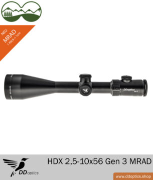 DDoptics 2,5-10x56 Gen 3 MRAD Réglage par clic
