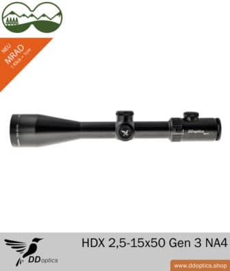 Zielfernrohr, DDoptics Fernglas, UNIC Carbonschaft | Optik Sport Shop Startseite 23 DDoptics ZF Nighteagle HDX 2,5-15x50 Generation 3 - New Absehen 4 MRAD