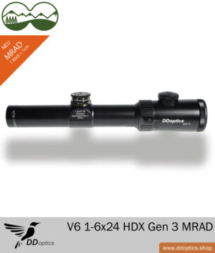 Lunette de visée Nighteagle V6 1-6x24 Gen 3 de DDoptics Crosshair | Réglage MRAD - Gen 3 8 Lunette de visée DDoptics V6 1-6x24