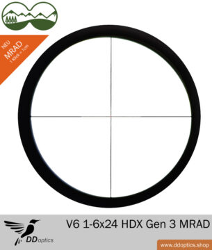 Lunette de visée Nighteagle V6 1-6x24 Gen 3 de DDoptics Crosshair | Réglage MRAD - Gen 3 7 Lunette de visée DDoptics V6 1-6x24 Réticule