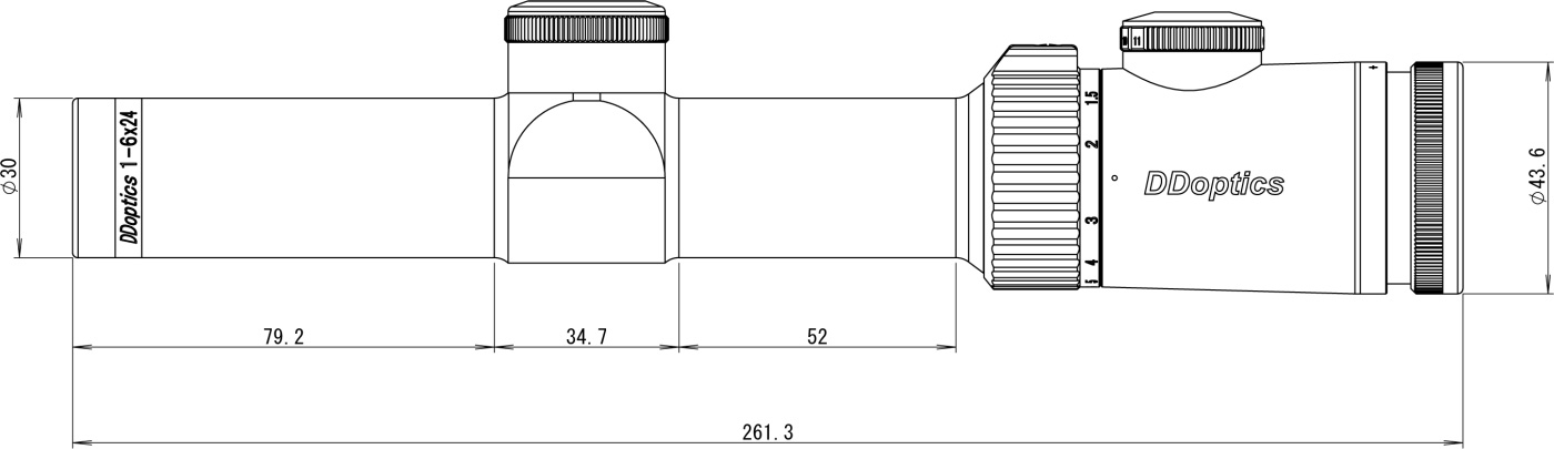 DDoptics Zielfernrohr V6 1-6x24 Zeichnung DDoptics Zielfernrohr V6 1-6x24 Zeichnung