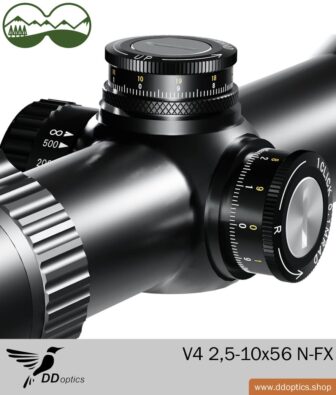 Puškohled, dalekohled DDoptics, karbonová pažba UNIC | Optik Sport Shop Startseite 25 DDoptics V4 2.5-10x56 NFX riflescope Detail Doubleclick