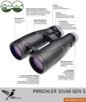 DDoptics Pirschler 10x56 Gen 3 | verde | Binocolo