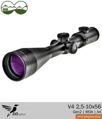 Eroarea de paralaxă și compensarea paralaxei - lunetă 14 luneta DDoptics Nighteagle V4 2.5-10x56 Gen2 | MOA | A4