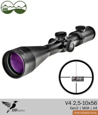 Riflescopes for sport shooters, training and competition 29 DDoptics riflescope Nighteagle V4 2.5-10x56 Gen2 | MOA | A4 iFibre