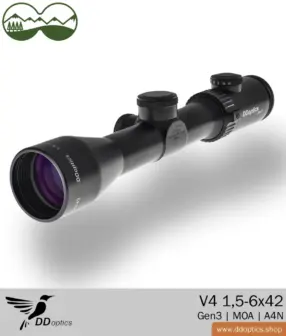 DDoptics Nighteagle 1,5-6x42 Lunette de visée | V4 | A4N | Réglage MOA - Gen 3 9 DDoptics Lunette de visée Nighteagle V4 1,5-6x42 Gen3 | MOA | A4N