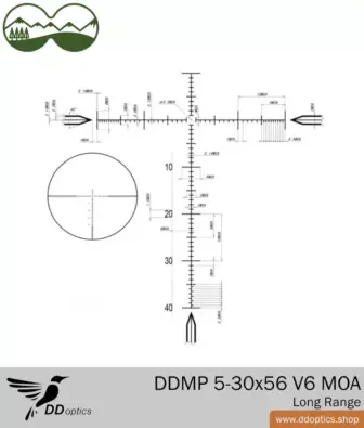 Telescopic sight, DDoptics binoculars, UNIC carbon stock | DDoptics Shop Homepage 33 Reticle DDoptics riflescope 5-30×56 DDMP Long Range | V6 | tac-A | MOA adjustment - Gen 3