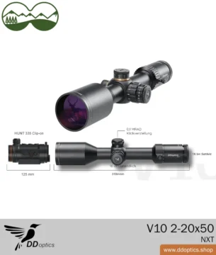 DDoptics riflescope V10 2-20x50 NXT MRAD | A4N reticle 5 DDoptics V10 2-20x50 NXT riflescope
