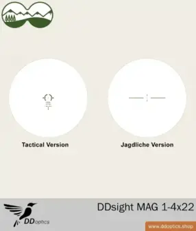 Vedere cu punct roșu DDsight MAG 1-4x22 de la DDoptics | Reticul tactic | Control manual al punctului roșu 11 DDsight MAG 1-4x22 reticul vânătoare și tactică