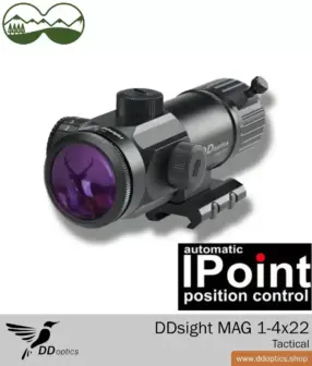 Zaměřovač DDsight MAG 1-4x22 RedDot od DDoptics | Taktická muška | Automatické ovládání osvětleného bodu IPoint 1 DDsight MAG 1-4x22 DDoptics RedDot zaměřovač | taktický s Iointem